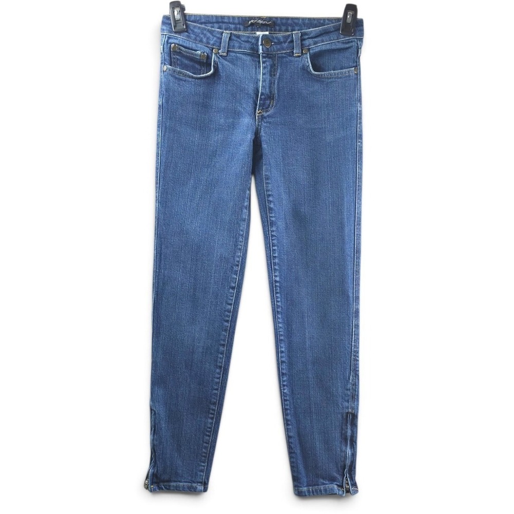 Betsey Johnson Skinny Jeans Women 4 Blue Excellent Heart Pocket Ankle Zip